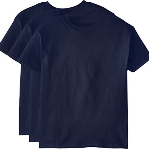 Hanes Little Boys' Short Sleeve Beefy Tee Pack of 3, Navy, x Small - Picture 1 of 1
